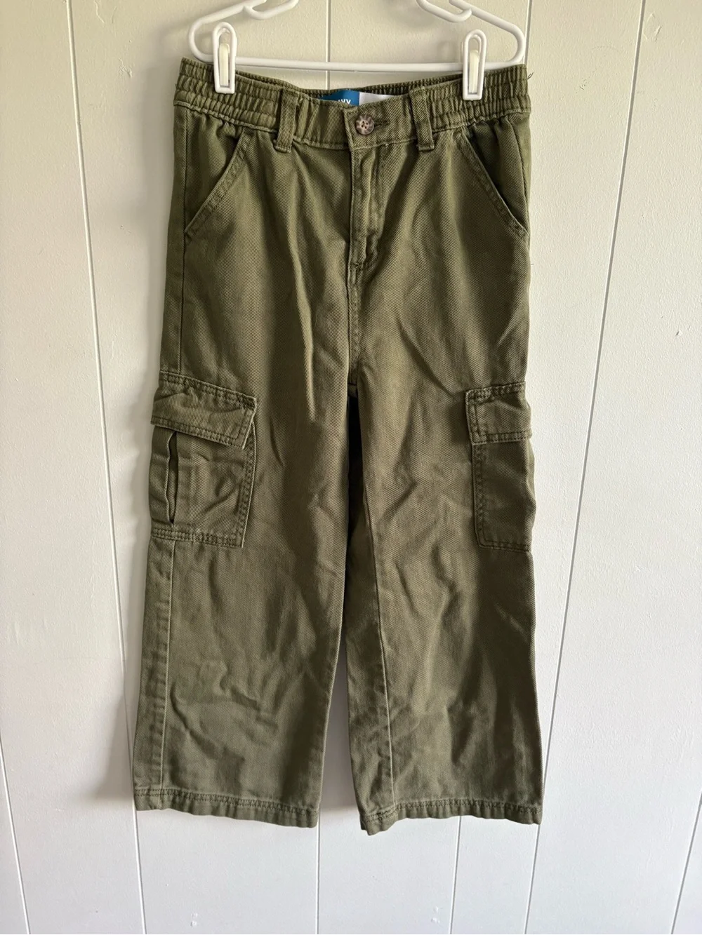 Girls 8 Old Navy Olive Cargo Pants Wide Leg Pull On Style